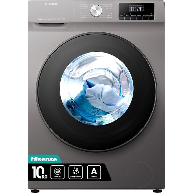Hisense 10Kg Front Loading Washer And Dryer(6kg) Machine - Silver,Grey