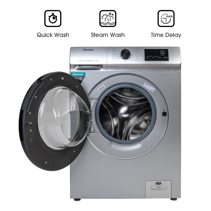Hisense 10Kg Front Loading Washer And Dryer(6kg) Machine - Silver,Grey