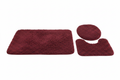 3-Piece Shaggy Bathroom Mat Set Burgundy Red