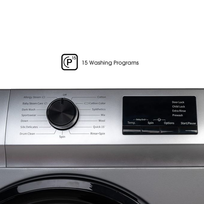 Hisense 10Kg Front Loading Washer And Dryer(6kg) Machine - Silver,Grey