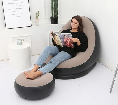 Inflatable Chair and foot rest with free pump
