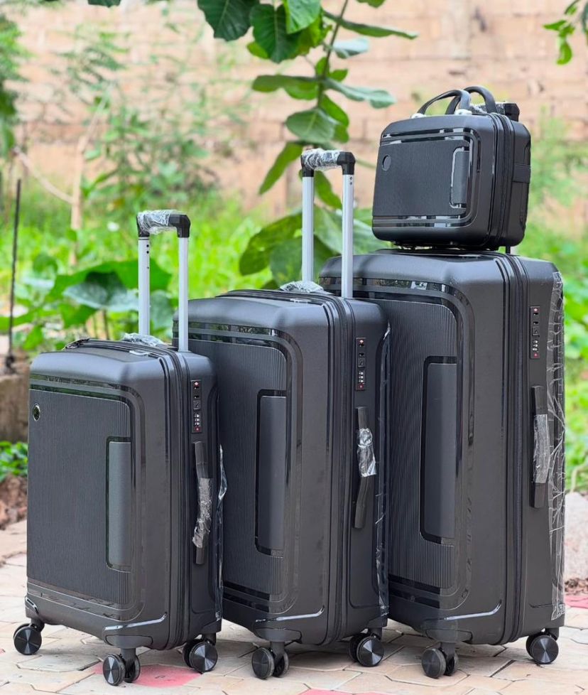 4-Piece Hardshell Travel Luggage Set – Black & Champagne (GoodPartner)