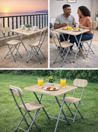 Foldable X-Frame Table & 2 Chairs Set