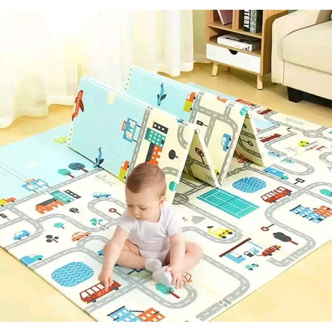 Foldable Baby Play Mat — Double-Sided City & Sky Design