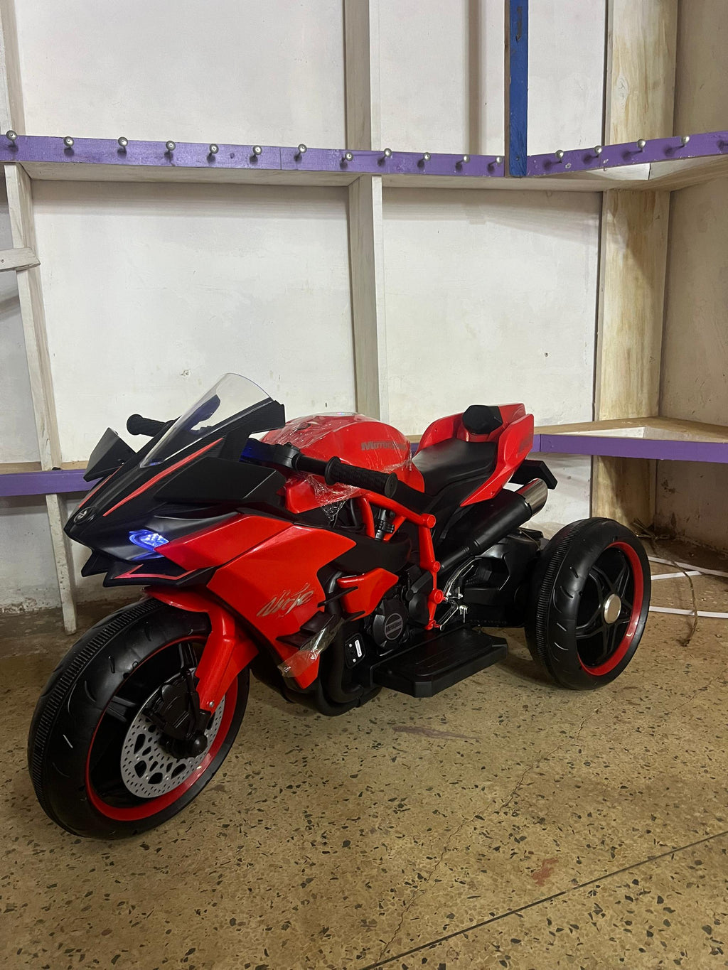 Kids Electric Ride-On Sport Motorcycle — Red & Black