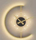 Crescent Moon LED Backlit Wall Clock — Gold & Black