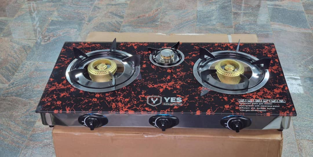 YES Triple Gas Burner – Tempered Glass Cooktop