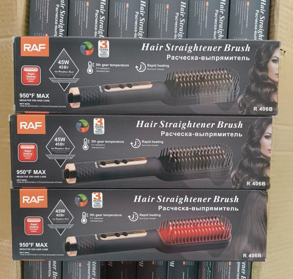 RAF R.406B Hair Straightener Brush – 45W – 950°F – Negative Ion – 5 Heat Settings