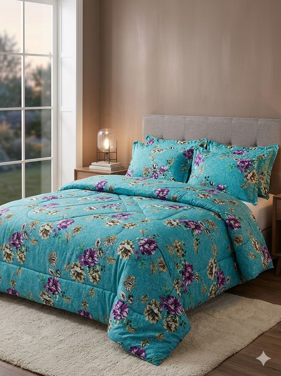 Mauve Medallion Floral 4pc Duvet Set