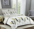 Green & Grey Feathers Duvet Set 5x6 - White