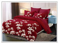 6x6 Crimson Red Magnolia Floral Duvet Set – 4pc Bedding Set