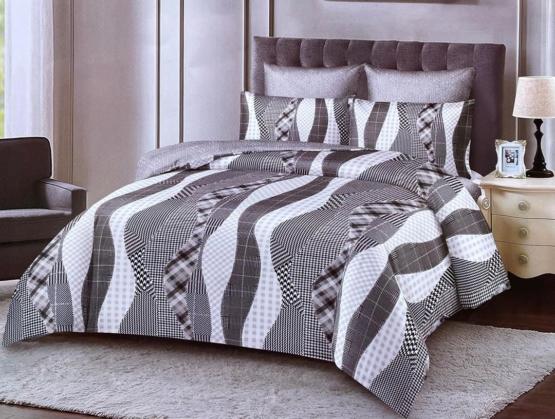6x6 Grey & White Geometric Patchwork Duvet Set – 4pc Bedding Set