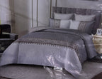 6x6 Luxury Silver Grey Embroidered Duvet Set – 4pc Bedding Set
