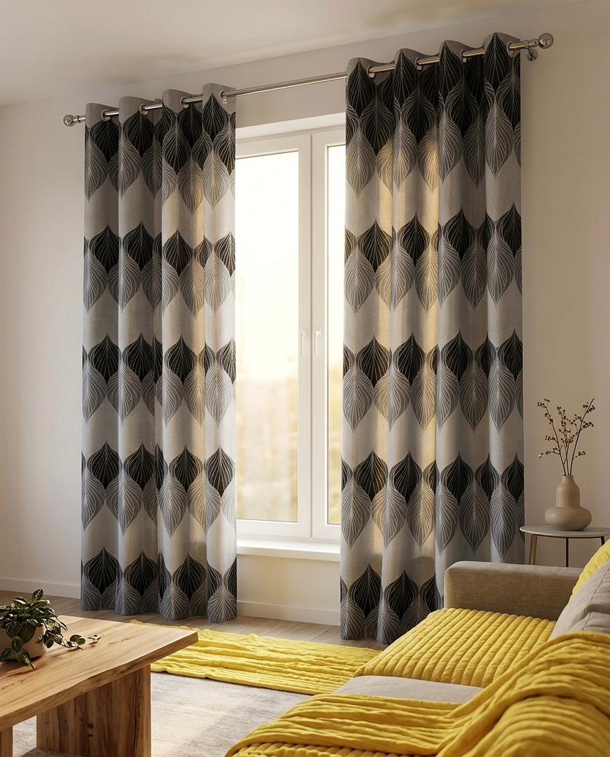3pc Curtain Set - 2 Curtains (1.5m each) + 1 Net (3m)