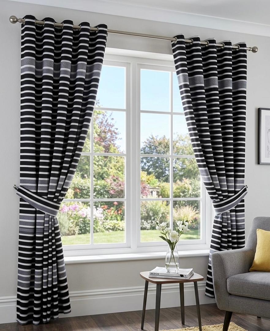 3pc Curtain Set - 2 Curtains (1.5m each) + 1 Net (3m)
