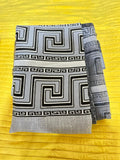 Grey Greek Key 3pc Curtain Set