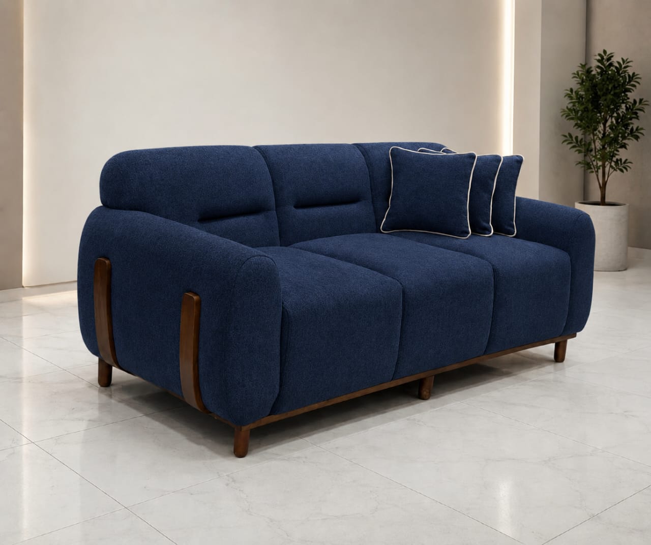 3 Seater Classic Fiber Sofa - Pre-Order (Navy Blue)