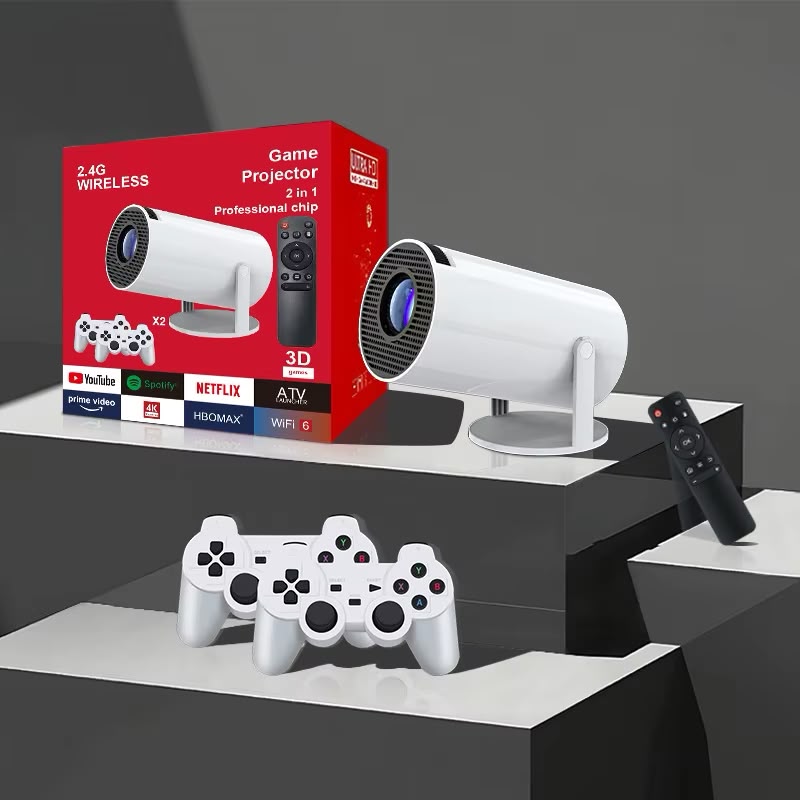 2-in-1 Game Projector - 2.4G Wireless with 2 Controllers