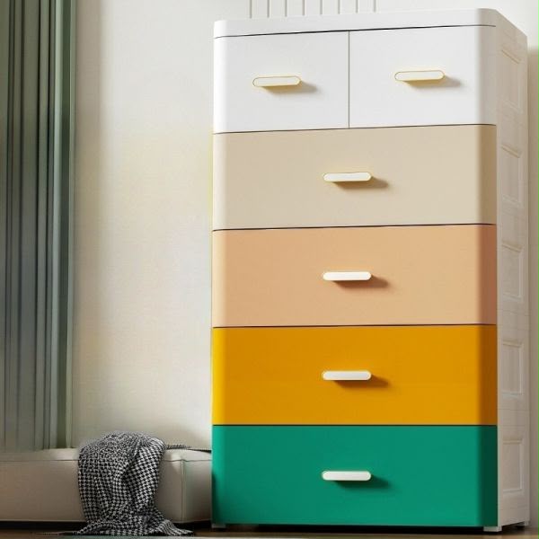 Kids Colourful 6-Drawer Storage Cabinet & Closet