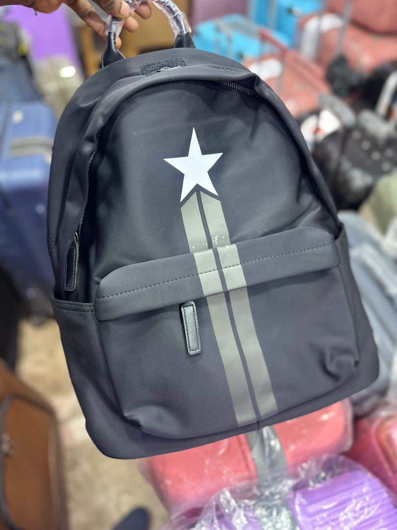 Star & Stripe Black Backpack - Reflective Design (School & Travel)