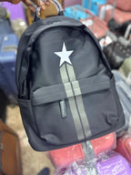 Star & Stripe Black Backpack - Reflective Design (School & Travel)