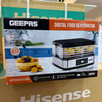 Geepas Digital Food Dehydrator GFD63013N – 500W | 5 Dry Layers | 48Hr Timer | 40°C-70°C | 2 Years Warranty