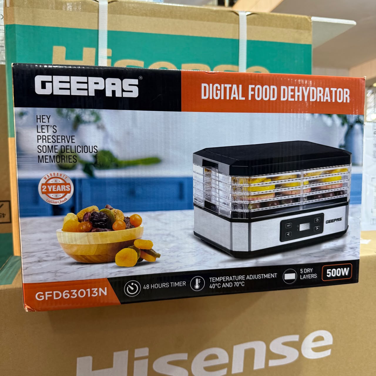 Geepas Digital Food Dehydrator GFD63013N – 500W | 5 Dry Layers | 48Hr Timer | 40°C-70°C | 2 Years Warranty