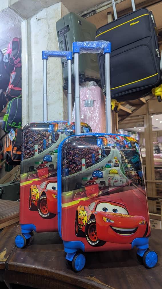 Kids Lightning McQueen Luggage Set of 2 - Hard Shell ABS with Blue Spinner Wheels