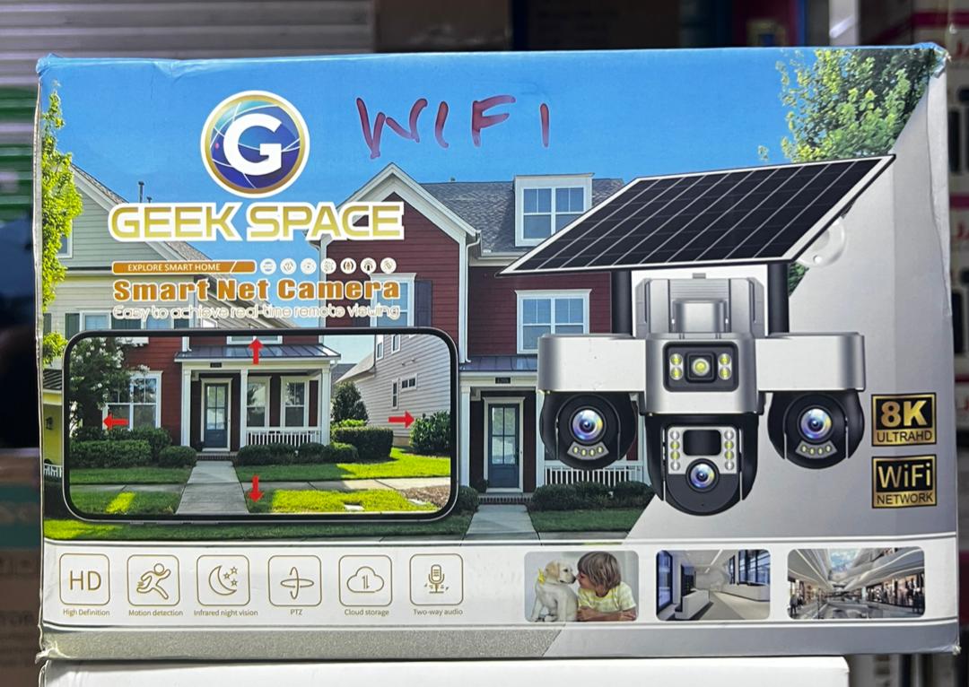 Geek Space 8K UltraHD Solar WiFi Security Camera | Dual Lens | PTZ | Motion Detection | Night Vision | Two-Way Audio