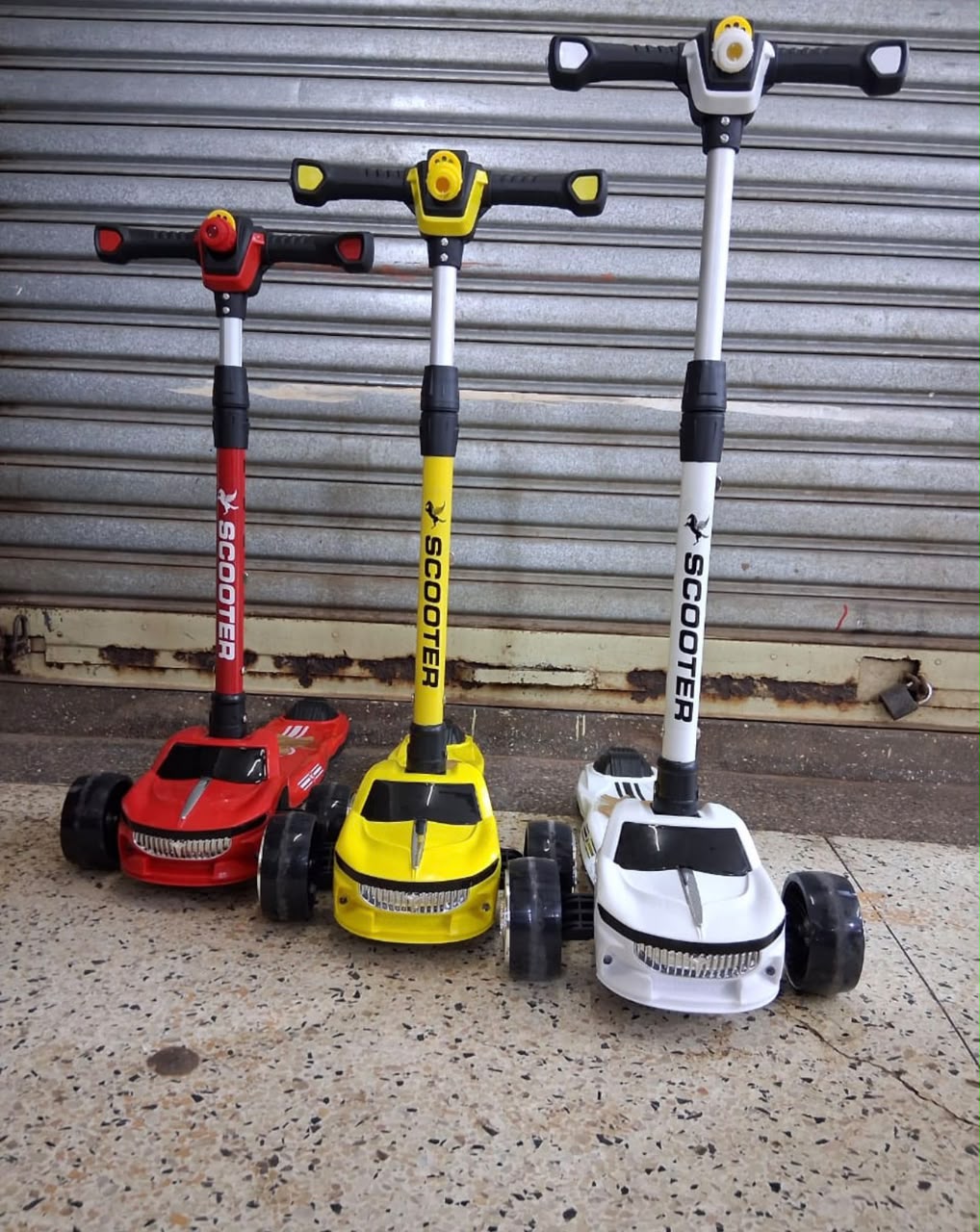 Kids Car-Shaped Scooter | LED Flash Wheels | Adjustable Height | Ages 2-8 Years