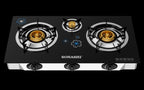 Sonashi 3 Burner Tempered Glass Gas Cooker | Brass Burners | Auto Ignition