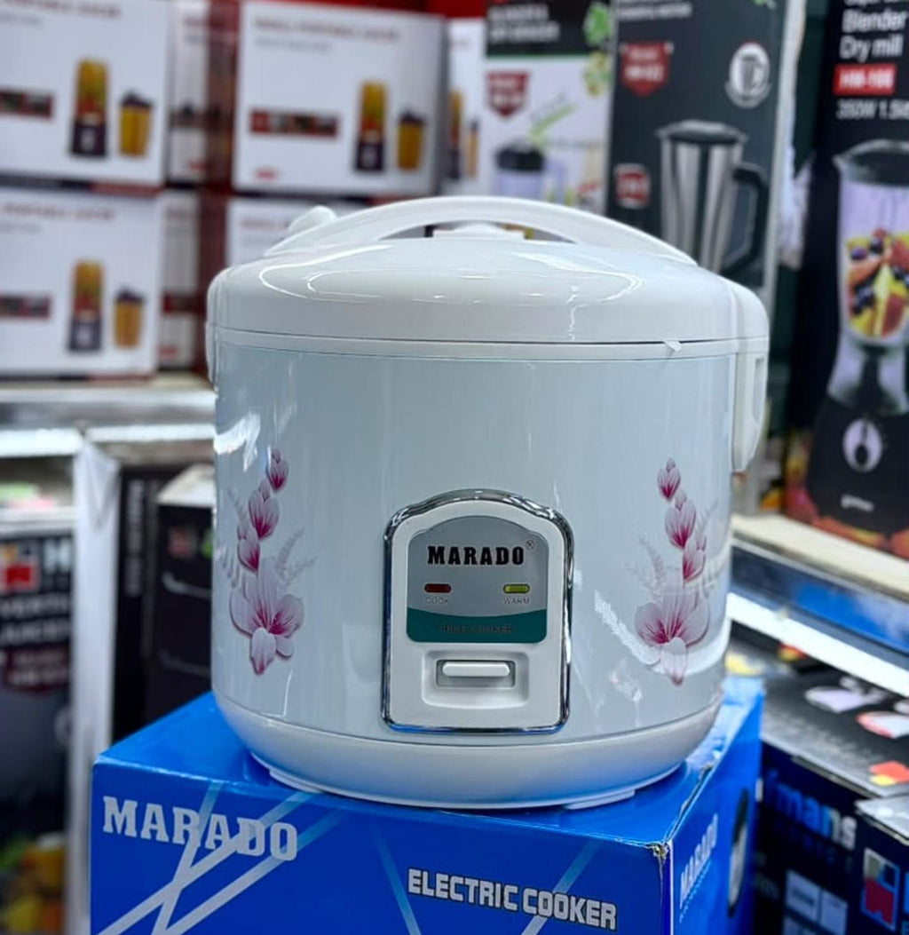 Marado 5 Litre Electric Rice Cooker | Floral Design | Cook & Warm | Non-Stick Pot | White