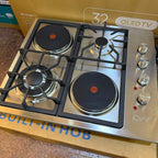 Digiwave 2+2 Built-In Hob | 2 Gas + 2 Electric Burners | Stainless Steel