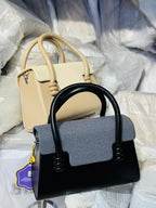 Alina Mini Top Handle Bag | Smooth Leather | Double Top Handles | Silver Hardware | Beige | Women