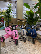 Kids Vespa-Style Scooter Tricycle | Headlight | Backrest Seat | Pedals - Cream