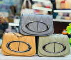 Grey Quilted Chain Crossbody Bag