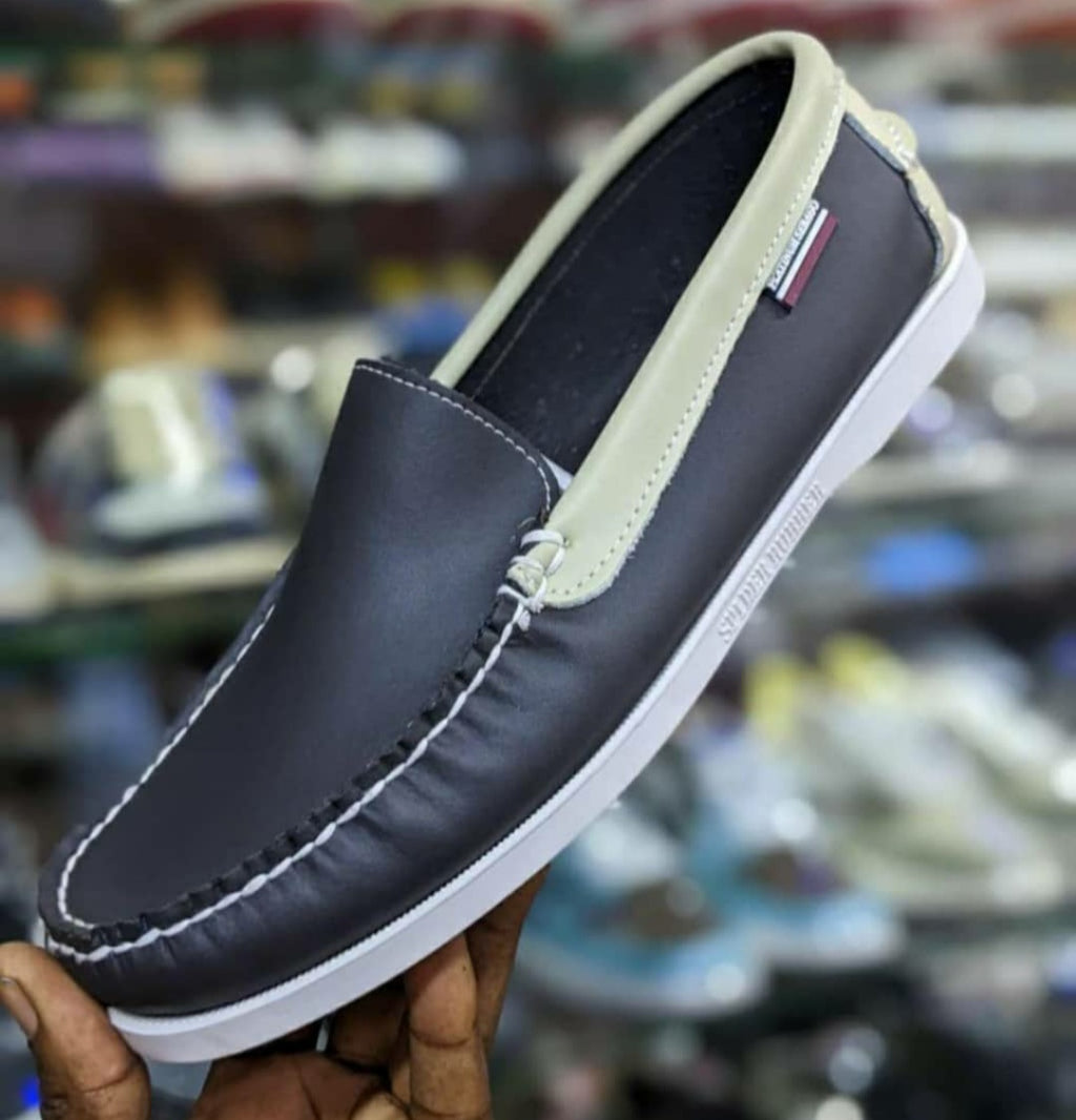 Men's Navy Blue & Cream Two-Tone Leather Loafers – Sebago