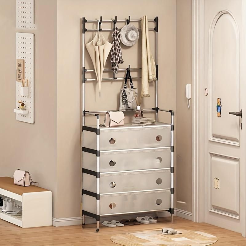 Hall Stand Coat Rack with 4-Drawer Chest