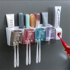 Wall-Mounted Toothbrush Holder Set with Automatic Toothpaste Dispenser