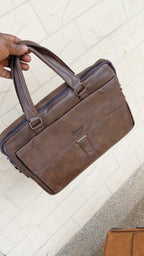 Jeep Brand Men's Brown Leather Briefcase Handbag