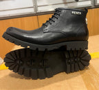 Fendi Men's Pebbled Leather Lug-Sole Ankle Boots – Black