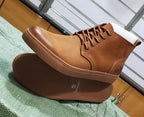 Men's Tan Caramel Leather Lace-Up Ankle Boots