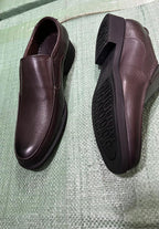 Men's Burgundy Leather Slip-On Loafers