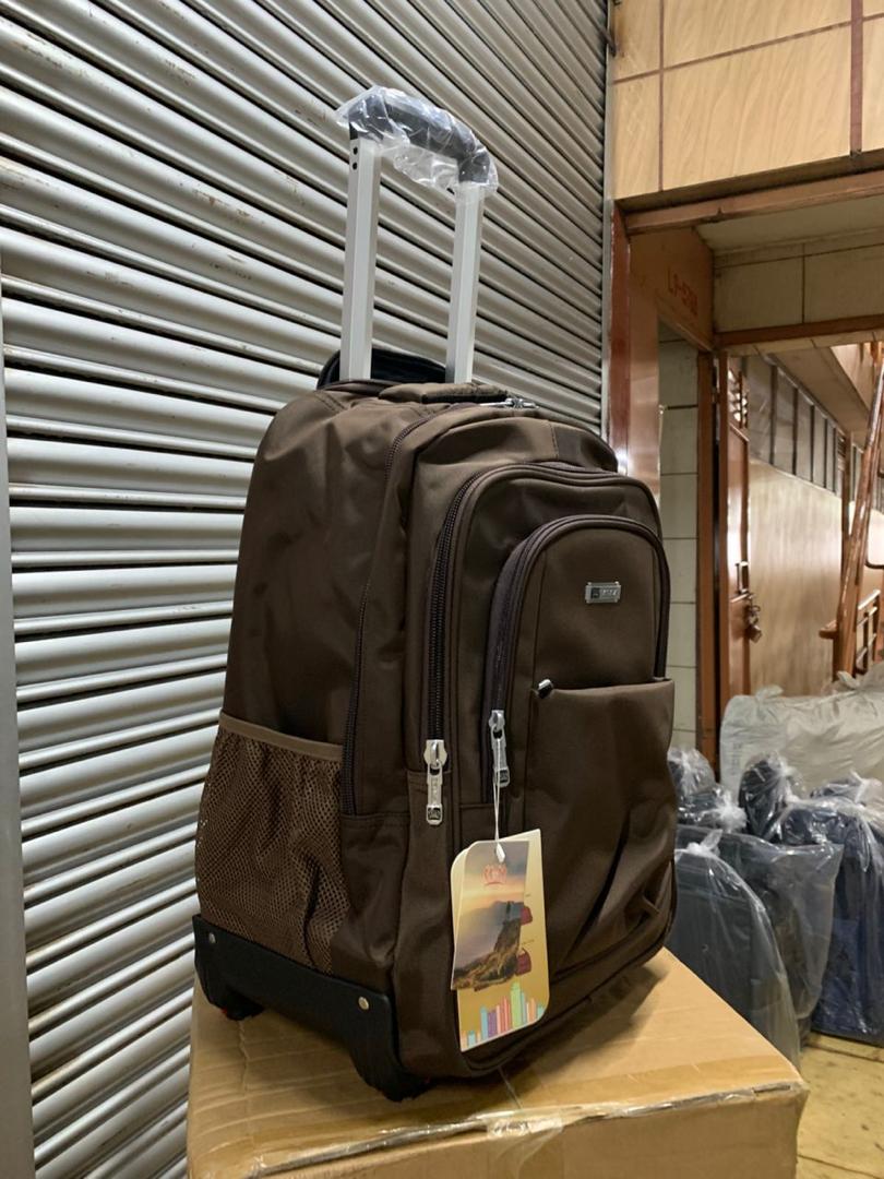 Small Dark Brown Trolley Backpack front view