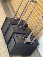 Black Leather Pilot Trolley Suitcase