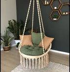 Macramé Hanging Chair – Cream, Indoor Lifestyle