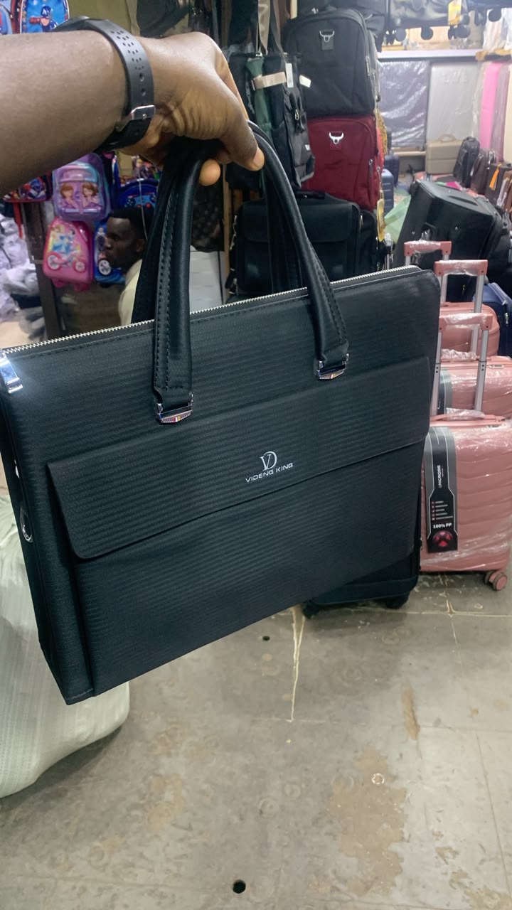 Videng King Waterproof Black Leather Briefcase Bag - lifestyle view