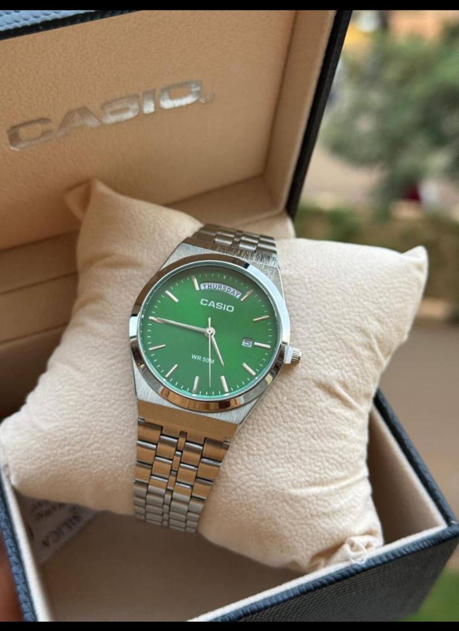 Casio Green Dial Stainless Steel Watch - Original