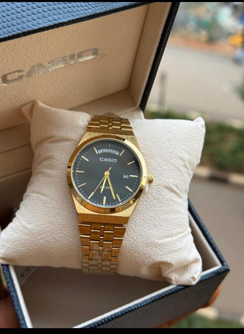 Casio Black Dial Gold Stainless Steel Watch - Original