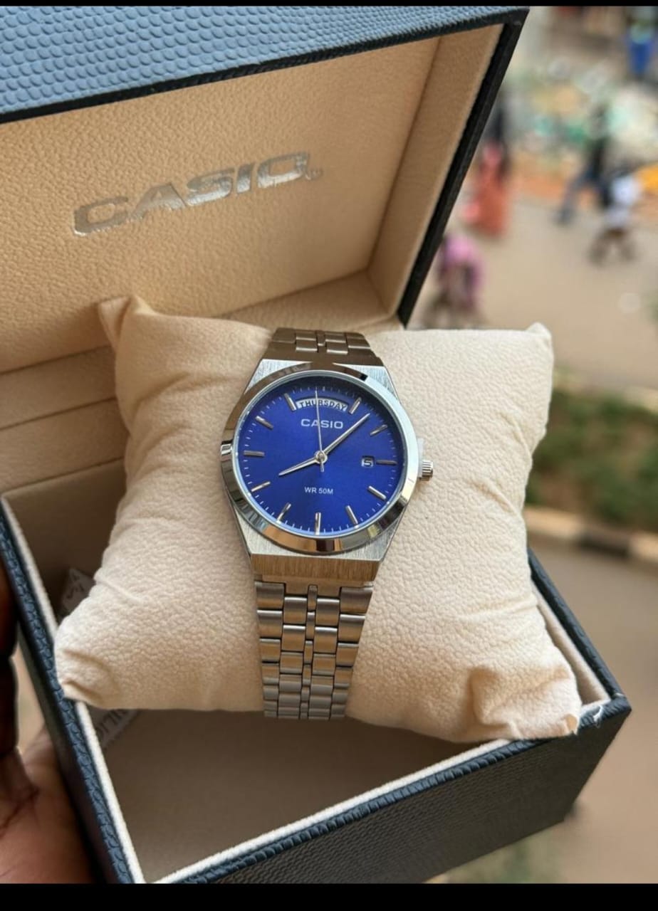 Casio Blue Dial Silver Stainless Steel Watch - Original